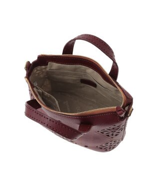 genten アーガイルカットワーク 2wayバッグ ワイン