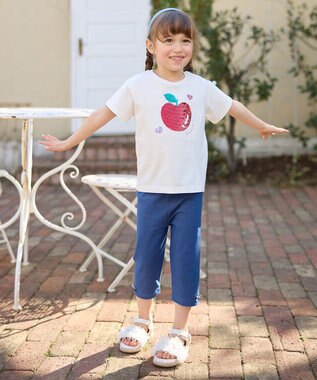 ANY KIDS ミラクルスパンコールTシャツ オフホワイト（りんご×レモン）