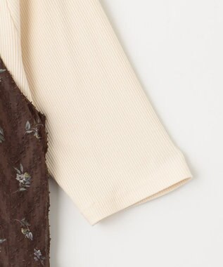 ANY SIS 【2SET】フラワーキャミ ワンピース × リブインナー ブラウン系×アイボリー