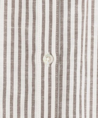 J.PRESS LADIES S リネンMIX ストライプ シャツ ブラウス ブラウンストライプ系