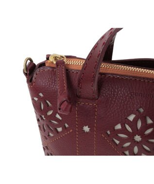 genten アーガイルカットワーク 2wayバッグ ワイン