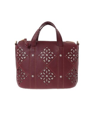 genten アーガイルカットワーク 2wayバッグ ワイン