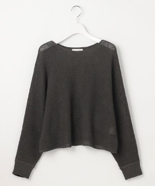 自由区 S 【洗える】リネンミドルゲージドルマンスリーブ ニット スレート