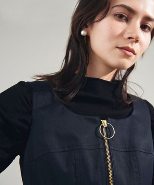 GRACE CONTINENTAL ジップディテールワンピース ブラック