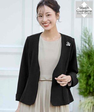 Tiaclasse L 【ストレッチジョーゼット】フレアジャケット ブラック
