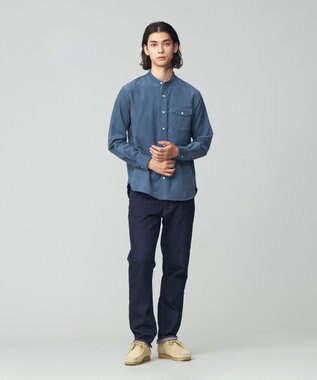 J.PRESS MEN Ｗフェイス キャラメルコールバンドカラー シャツ サックスブルー系