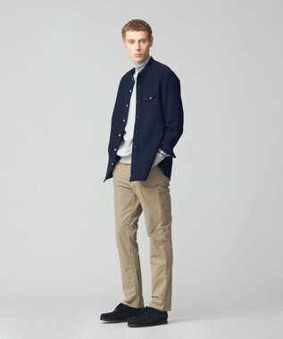 J.PRESS MEN Ｗフェイス キャラメルコールバンドカラー シャツ ネイビー系