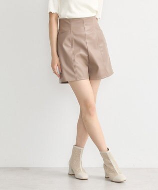 earth music&ecology シンセティックレザーショートパンツ Brown