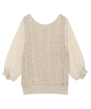 YECCA VECCA 【archive】テープヤーン袖レースプルオーバー Beige
