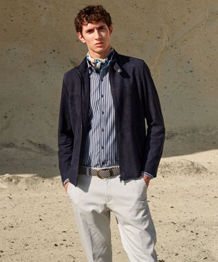 JOSEPH ABBOUD 【イタリア素材/日本製】メランジレザーミックスブレイズ ベルト ブラウン系