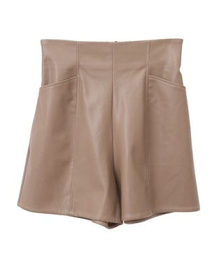 earth music&ecology シンセティックレザーショートパンツ Brown