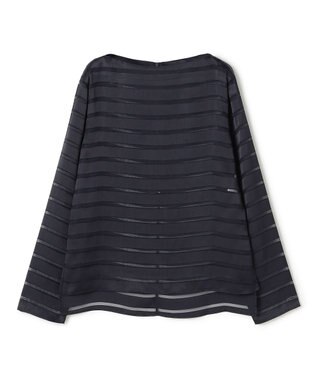 BEIGE， HAUYNITE / ボーダーシアー ボートネックブラウス Navy