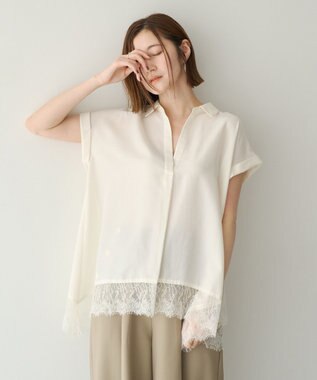 YECCA VECCA 裾レーススキッパーシャツ