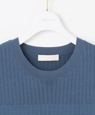 ANY SIS L 【洗える】レーシ－ディテールフレンチ ニット ダークブルー