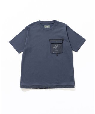 JOSEPH ABBOUD MOUNTAIN 【CREA掲載・テーム ヤルヴィモチーフ・サスティナブル】ビオグレース天竺ｘリップストップTシャツ ネイビー系