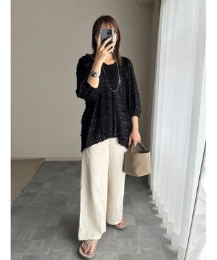 Green Parks AnriettMusee カットジャガードタックブラウス Black