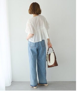 YECCA VECCA 刺繍レースブラウス Off White