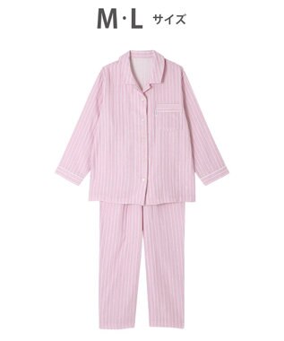 ワコール／睡眠科学 パジャマ 長袖 長ズボン 綿100%(本体) 二重ガーゼ 通気性 上下セット 前開き YDX570 睡眠科学／ワコール ピンク