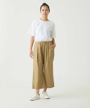 caqu color linen wide cropped コットンリネンクロップド丈ワイドパンツ