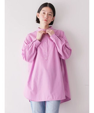 AMERICAN HOLIC イージーケアバンドカラーシャツチュニック Pink