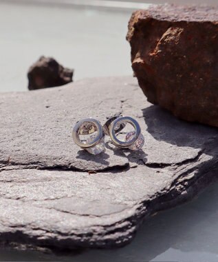 Tiaclasse 【金属アレルギー対応】サークル＋ストーンタイニーピアス シルバー