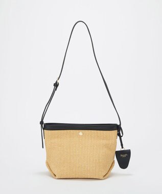 TOPKAPI 【Breath TOPKAPI】サングラスホルダー付き レザーコンビ カゴ ショルダーバッグ ベージュ