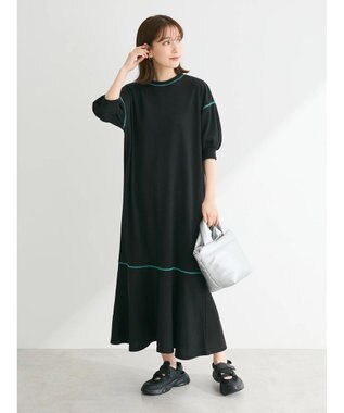 Green Parks ・Ｐｅｔｉｔ　Ｆｌｅｕｒ　カラーｓｔウラケワンピース Black