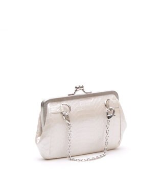 A.D.M.J. スネークレザー/アールデコガマグチ(チェーン付) WHITE PEARLIZED
