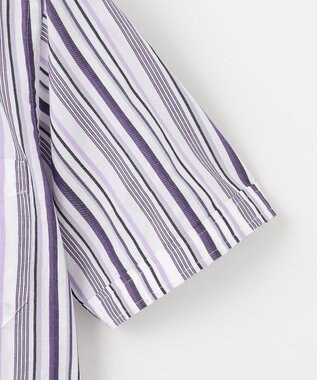 JOSEPH ABBOUD 【キングサイズ・吸水速乾】ソアロンストライプ 半袖 パープル系1