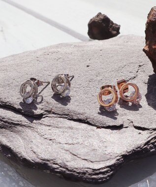 Tiaclasse 【金属アレルギー対応】サークル＋ストーンタイニーピアス シルバー