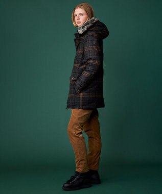 JOSEPH ABBOUD MOUNTAIN 【イタリア素材/ECOファー/9ポケット/ダウン】スライバーチェックダウン コート グレー系4