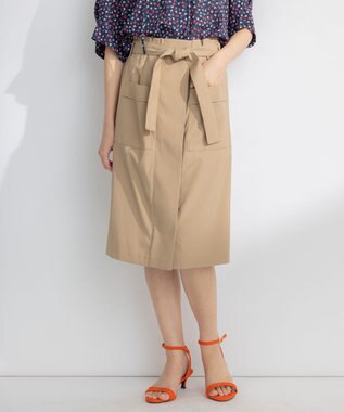 組曲 S 【ベルト付】リネン混オックスストレッチ キュロットパンツ