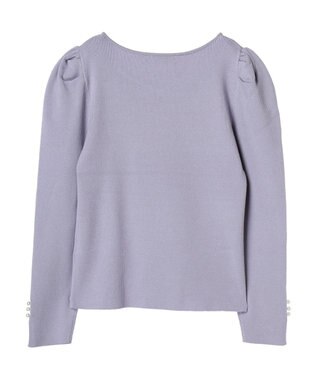 earth music&ecology ハートネック袖パールニットプルオーバー Lavender