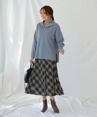 ANY 【洗濯機可能】フレアマチスカート ブラックベースチェック
