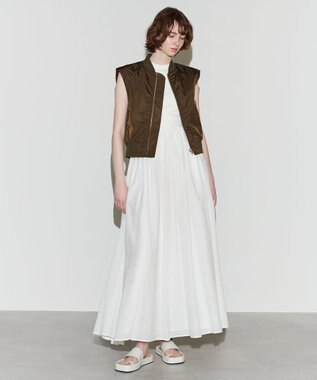 NAVE 【Nave　洗える】リサイクルツイル ノースリーブブルゾン ダークブラウン系