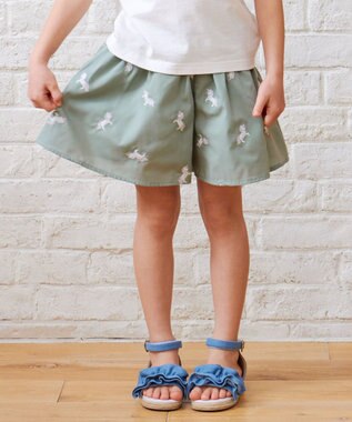 ANY KIDS 刺繍 キュロット グリーン×ユニコーン