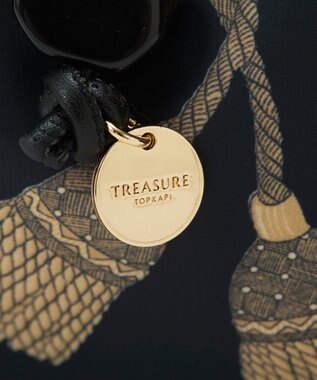 TOPKAPI 【TREASURE TOPKAPI】【アップデート】マイルドサテン スカーフ柄 巾着 ショルダートートバッグ ダークグレー