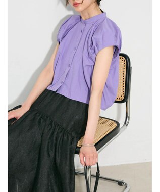 Green Parks タックデザインショート丈シャツ Purple