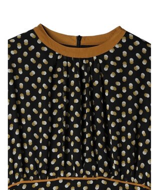 Green Parks armonia．ドットプリントパイピングワンピース Black