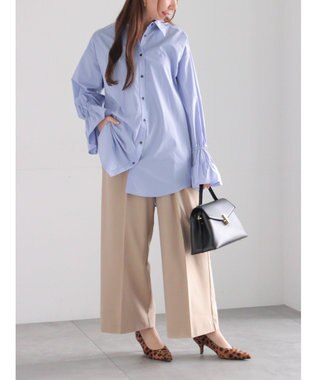 Te chichi ピンタックフレアカフスシャツ サックスブルー