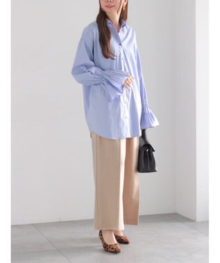 Te chichi ピンタックフレアカフスシャツ サックスブルー