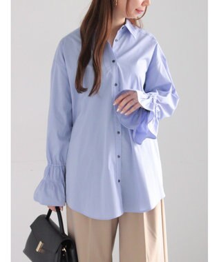 Te chichi ピンタックフレアカフスシャツ サックスブルー