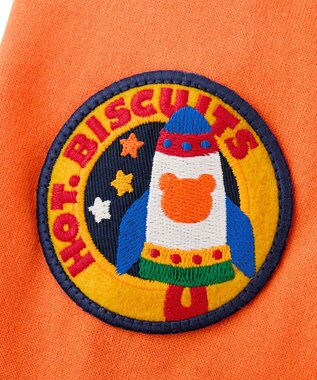 MIKI HOUSE HOT BISCUITS ビーンズ×宇宙 刺繍 ラグラン長袖Tシャツ オレンジ
