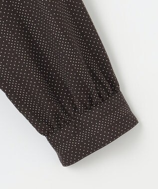 J.PRESS LADIES S 【洗える】ドットデシンプリント ボウタイ バンドカラー ブラウス ダークブラウン系