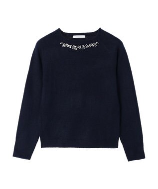 Green Parks ビジュー付きニットプルオーバー Dark Navy