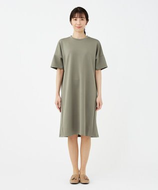 KASHIYAMA 【抗菌繊維】スタイリッシュジャージー オーバーサイズドレス オリーブ
