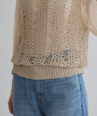 YECCA VECCA 【archive】テープヤーン袖レースプルオーバー Beige