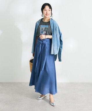 CRAFT STANDARD BOUTIQUE ツイストベルトフレアスカート Blue