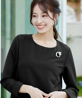 Tiaclasse 【3WAY・ストレッチジョーゼット】付け襟チュニック ブラック