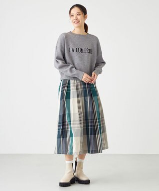 SHARE PARK LADIES フロントロゴショートプルオーバー ライトグレー系